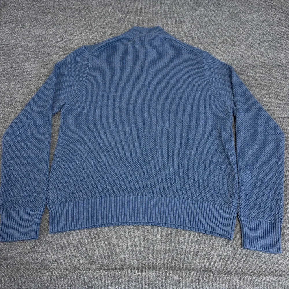 J.CREW Sweater Men XL Blue Pique Half Zip Soft Cotton 1/4 1/2 Waffle Knit NEW